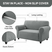 Hafaa High Stretch Sofa Cover 3 Seater Jacquard Spandex Non Slip Grey Sofa Slipcovers Elastic Fit Couch Covers for Living Room Soft Washable Furniture Protector for Pets/Kids/Dogs