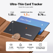 UGREEN FineTrack Slim Wallet Tracker Card (iOS Only) | Bluetooth Tracker Card, Work with Apple Find My Rechargeable Tracker[Apple MFi Certified]