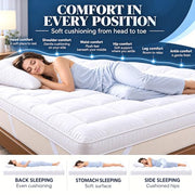 10cm Thick King Size Mattress Toppers - 1100GSM Hollowfibre (150X200cm) | Mattress Topper Kingsize Bed, Quilted Microfibre-Breathable, Hypoallergenic, Noiseless, Elastic Corner Straps