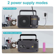 Portable AM/FM Transistor Radio with Loud Speaker, Battery or USB Powered | Compact Emergency Radio for Indoor, Outdoor, Travel & Storms (Model BJL-671)