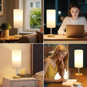 Aooshine Bedside Lamps, Table Lamp for Living Room Bedroom, Touch Dimmable | Touch Lamps Bedside with USB A+C Charging Ports, Small Lamp, Fabric Shade for Kids Room, Study, Dorm, Office, Bulb Included