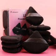 BEAKEY Powder Puff, 12pcs Face Triangle Powder Puffs for Loose & Foundation | Black Velvet Makeup Puff for Contouring & Baking, Ultra-soft Cloud Kiss Makeup Tools for Setting, Reusable & Washable