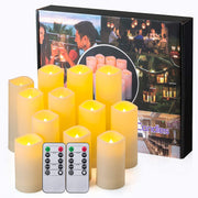 LIVEN 12 Pack Flameless Candles Battery Operated Waterproof Led Candles (D:2.2" X H:4" 5" 6" 7") Candles with 2 Remotes Contro for Wedding, Party, Birthday