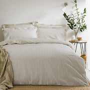 Yard Hebden 100% Cotton Stripe Duvet Cover Set (Natural, Super King) | Reversible Stripe Design Soft Breathable Comfort Bedding
