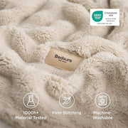 Bedsure Bubble Fleece Throw Blanket - Lightweight, Warm, Beige, 150x200cm | Cloud Bubble, Softness, Breathable and Gentle, Cosy for Autumn and Winter，Lightweight, Warm, Thoughtful Gift