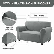 Hafaa High Stretch Sofa Cover 3 Seater Jacquard Spandex Non Slip Grey Sofa Slipcovers Elastic Fit Couch Covers for Living Room Soft Washable Furniture Protector for Pets/Kids/Dogs