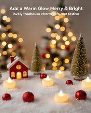 AMAGIC 12 Pack Battery Operated Flameless LED Tea Lights Candles Electric | Fake Tealigh Bright Long Last 100+Hours for Votive, Christmas, Home Decor, Wedding, Halloween, Valentine's Day
