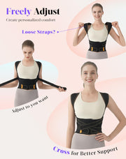 Posture Corrector for Women and Men, 5x Enhanced Support Back Brace, Medium | Adjustable Shoulder Brace, Armpit-Friendly, Breathable Mesh, Relief for Upper and Lower Back, Neck Pain, Improving Posture