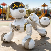 Ruko 18011 Smart Robot Dog, Interactive Puppy Pet with 30 LED Expressions | Programmable Robot Toy, 2.4GHz Remote & Gesture Control, Touch Sensor, with Realistic Barks, Birthday Gift for Kids Age 3+