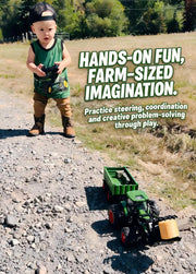 Uarzt Remote Control Tractor Toy with Trailer | Metal Front & Front Loader Farm Vehicle Set with Lights & 8-Wheel Design, RC Tractor Truck for Boys Ages 3-9, Fun Farm Toy Gift for Kids