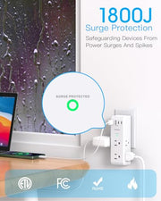 Surge Protector Outlet Extender with Rotating Plug, Multi Plug Wall Outlet | 6 AC Outlet Splitter 4 USB Ports (2 USB C),1800J USB Wall Charger, Plug Adapter Power Strip for Home Office Dorm Room Travel