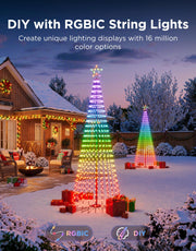 Govee Christmas Cone Tree Lights, 9ft 610 LEDs RGBIC Christmas Tree Light | Smart App Control, IP67 Waterproof Outdoor String Lights for Halloween Christmas Decorations, 100+ Scene Modes, Music Sync