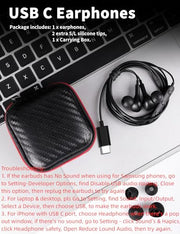 USB C Headphone for Samsung S26 S25 FE S24 A16 A17 Z Wired Earbuds Magnetic | in-Ear Type C Earphone with Microphone Volume Control Bass Stereo Noise Canceling for iPhone 18 Pro Max 17 16 16e 15 Pixel 11