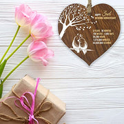 3rd Wedding Anniversary Wooden Heart Plaque, Dark Wood Sign Keepsake | Celebrate Leather Anniversary Wife or Husband Boyfriend Girlfriend, Plaque with Quotes Gifts from the Kids