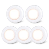 STAR-SPANGLED 2.8” Stick on Puck Lights AAA Battery Operated, 5 Pack Warm | Round Under Cupboard Touch Spot Light, Mini Push Tap LED Night Lamp Battery Powered for Cabinet Closet Wall Kitchen Bookshelf