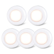 STAR-SPANGLED 2.8” Stick on Puck Lights AAA Battery Operated, 5 Pack Warm | Round Under Cupboard Touch Spot Light, Mini Push Tap LED Night Lamp Battery Powered for Cabinet Closet Wall Kitchen Bookshelf