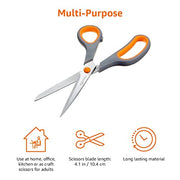 Amazon Basics All-Purpose Office Scissors, Stainless Steel, Soft Grip, Pack of 3, Multicolor