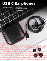 USB C Headphone for Samsung S26 S25 FE S24 A16 A17 Z Wired Earbuds Magnetic | in-Ear Type C Earphone with Microphone Volume Control Bass Stereo Noise Canceling for iPhone 18 Pro Max 17 16 16e 15 Pixel 11