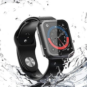 Misxi 2-Pack Waterproof Case for 44mm Apple Watch SE3/SE2/SE/Series 6/5/4 | Cover with 9H Tempered Glass Screen Protector for SE 3/SE 2/SE/Series6/5/4, Anti-Scratch, Matte Black