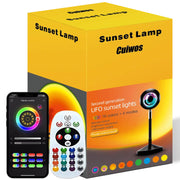 Cuiwos Sunset Lamp Projection - 16 Colour | Sunset Light with 24Keys Remote Multicolour - USB Port-Colour Changing & Fade Mode - 【𝐔𝐩𝐠𝐫𝐚𝐝𝐞𝐝】 App Control