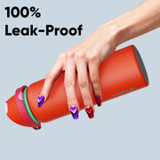 Insulated Water Bottle with Straw - Encool Stainless Steel Water Bottle with Push Button Lid, Leak-Proof & BPA-Free, Keeps Cold for 24 Hours for Sports, Travel, Gym (32 oz, Grapefruit Red)