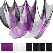 AHEONLAR 8 Pack Halloween Creepy Cloth 30x72 Inch Black White Purple Spooky Fabric Cloth Indoor Outdoor Halloween Decorations for Party Supplies, Home Wall, Doorway, Yard