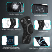 Kuangmi Knob Knee Brace for Pain Relief, Knee Support with Patella Gel Pad & Side Stabilizers, Compression Knee Sleeve for Workout, Arthritis, Joint Pain, Meniscus Tear (Black,Left,Large,Single)