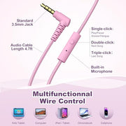 Kids Headphones for School with Microphone, 93dB Volume Limited, PinkPurple | Wired On Ear Headphones for Girls Boys, Foldable Lightweight Headphone for Classroom Learning & Entertainment Travel Computer