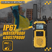 Retevis RB48 FRS Walkie Talkies Long Range,Mil-Standards 810H Two Way Radio | Rugged&IP67 Waterproof & Floating, Emergency Radio, Heavy-Duty,Dual PTT,Vibration Alert,NOAA,Rechargeable,20hr Battery,2 Pack