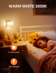 PURSNIC Night Light Plug in Wall, Dusk to Dawn, 3000K Warm White, 2 Pack | Brightness Adjustable, Auto ON/OFF, Energy Saving LED Plug-in Nightlight for Kids, Bedroom, Hallway, Stairs, Nursery