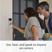 Like-New Ring Battery Doorbell, Home or business security with Head-to-Toe video, Live View with Two-Way Talk, and Motion Detection & Alerts, Satin Nickel