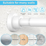 Shower Curtain Pole Extendable Curtain Poles 79-195 Cm Tension Rods For Curtains Extendable No Drill Shower Curtain Rail Non-Slip White Shower Pole for Bathroom Kitchen Bedroom