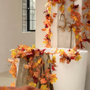 CQURE 2 Pack Artificial Autumn Fall Maple Leaf Garland, 5.9Ft/Piece Fall Leaves Hanging Vine Artificial Autumn Foliage Garland Thanksgiving Decor for Home Wedding Fireplace Party Christmas