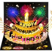 Bevbovcard Pop Up Birthday Cards for Men, LED Light & Music Blow The Candle | 3D Balloons, Singing Happy Birthday gifts Card for Husband - Women, Kids, Son, Her, & Dad