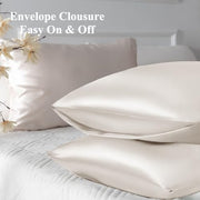 Vielit 2 Pack Satin Pillowcase for Hair and Skin Cooling,Soft as Silk Pillowcase for Hair and Skin,Easier Care than Silk Pillow Case Beige 50x75cm Gifts for Women Envelope & 2 Scrunchies
