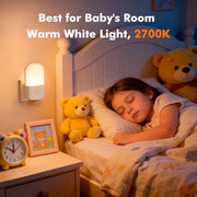 GRIFEMA Plug in Night Light with Dusk to Dawn Photocell Sensor, White | 4 Brightness Levels, Warm White Light for Children's Room, Hallway, Bedroom and Garage