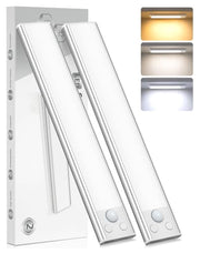JEKEMORYE Under Cabinet Kitchen Lights Cupboard - LED Motion Sensor Light | Rechargeable Battery Operated, Indoor Magnetic Wardrobe Strip Lighting, Wireless USB, Adhesive, Stick on Counter Shelf Closet