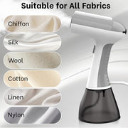 GS01 Handheld Clothes Steamer, 400ml Large Water Tank 1500W Fast Heat Up Portable Travel Wrinkle Remover (White-Grey)