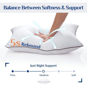 JOLLYVOGUE Pillows Queen Size Set of 4, Cooling and Firm Pillows with Oeko-Tex Certified Down Alternative Filling for Side, Back, and Stomach Sleepers, Hotel Collection