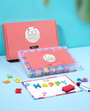 Gamenote Magnetic Alphabet Letters Kit, 238 Pcs with Magnet Board | Full-cover foam magnets, Double-sided dry erase board, Organized storage, Upper and lower letters for phonics & CVC practice