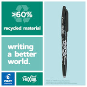 PILOT - FriXion Ball Erasable Rollerball Pen 0.7mm - Black Ink - Pack of 5 | WRITE & ERASE: 0.7mm erasable black rollerball pens for smooth everyday notes and easy corrections.