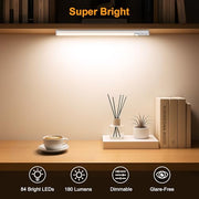 Gritin Under Cabinet Kitchen Lights Rechargeable 2 Pack-3 Color Temps | 5 Level Brightness, Super Bright,4 Modes,Motion Sensor,Long Lasting-Easy Installation Strong Magnetic Under Closet Light-26CM