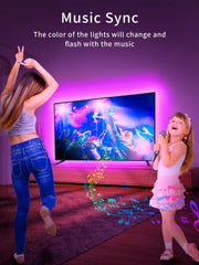 KANTUTOE TV Lights, 4m RGB LED Strip Lights for 32-55 Inch TV, Music Sync Bluetooth APP and Remote Control, USB Powered for Gaming/Bedroom