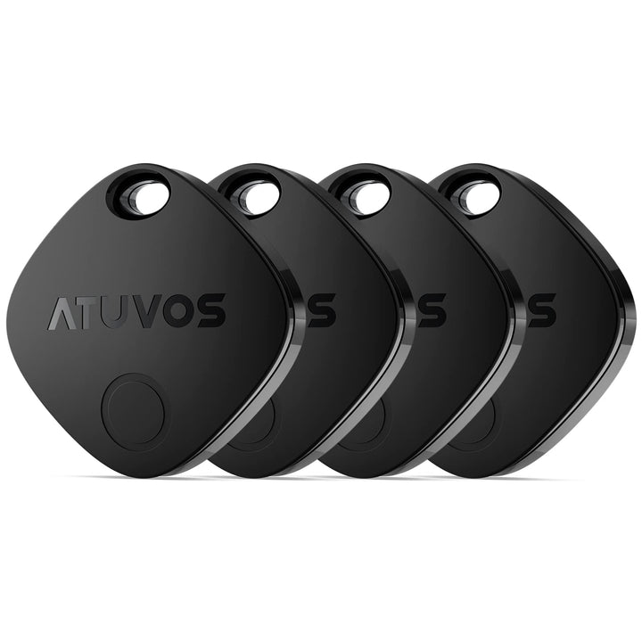 ATUVOS Air Tracker Tags-4 Pack, Bluetooth Luggage Tracker Works with Apple Find My APP (iOS Only, Not for Android), Keys Finder and Item Locator for Luggage, Backpack, Suitcases, Replaceable Battery