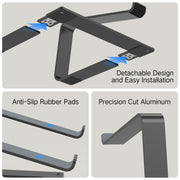 Tonmom Laptop Stand for Desk, Aluminum Laptop Riser Holder | Removable Metal Notebook Stand Ventilated Cooling Computer Riser Compatible with 10-15.6” Laptops