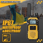 Retevis RB48 FRS Walkie Talkies Long Range,Mil-Standards 810H Two Way Radio | Rugged&IP67 Waterproof & Floating, Emergency Radio, Heavy-Duty,Dual PTT,Vibration Alert,NOAA,Rechargeable,20hr Battery,2 Pack