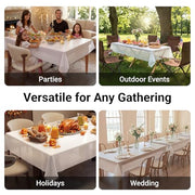 Auros 10-Pack White Plastic Tablecloths 54x108, Fits 6-8FT Rectangle Tables | Disposable Table Covers, Waterproof & Throw Away, Easy Cleanup for Halloween, Thanksgiving, Christmas Party, Wedding, Picnic