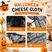 6-Pack Halloween Creepy Cloth - 30x72 Inch Black Halloween Gauze Spooky Fabric Cloth for Outdoor Decorations 6 Black