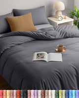 Utopia Bedding Double Duvet Cover Set with 2 Pillowcases 50x75 cm, Grey | Microfiber Bedding Quilt Cover Set with Pillowcases, Oeko-TEX Certified,Soft Breathable Comfort - Ideal for Home and Hotels