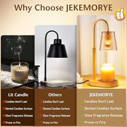 Candle Warmer Lamp with Timer - Electric Wax Melter Flameless Burner Heater | Adjustable Height and Brightness Jar Candles Suitable Various Holiday Warming Gifts for Women with 2 Bulbs